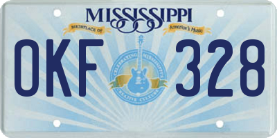 MS license plate OKF328