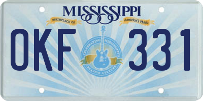 MS license plate OKF331