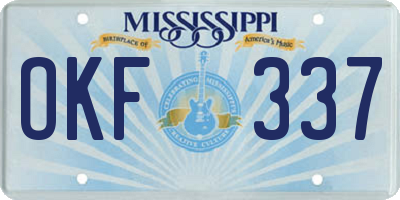 MS license plate OKF337