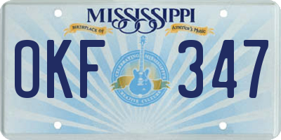 MS license plate OKF347