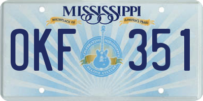 MS license plate OKF351