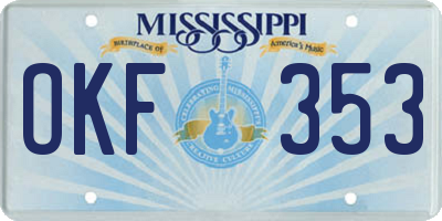 MS license plate OKF353