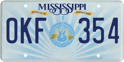 MS license plate OKF354