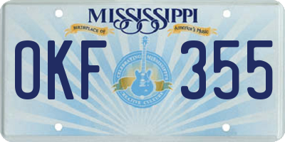MS license plate OKF355