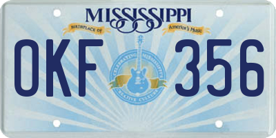 MS license plate OKF356