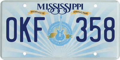MS license plate OKF358
