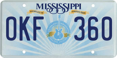 MS license plate OKF360