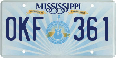 MS license plate OKF361
