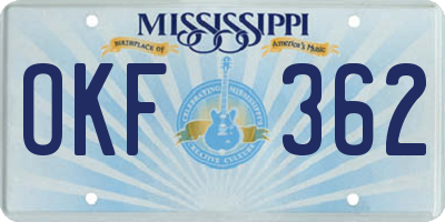 MS license plate OKF362