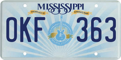 MS license plate OKF363