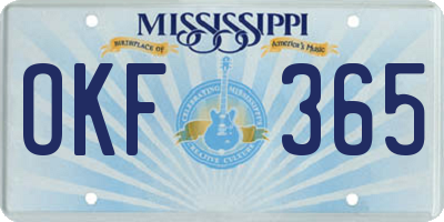 MS license plate OKF365