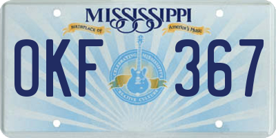 MS license plate OKF367