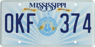 MS license plate OKF374