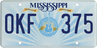 MS license plate OKF375