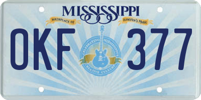 MS license plate OKF377