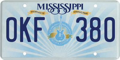MS license plate OKF380