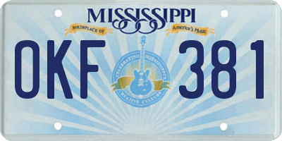 MS license plate OKF381