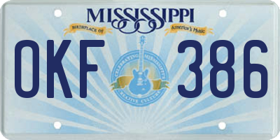 MS license plate OKF386