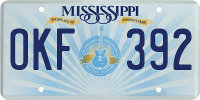 MS license plate OKF392