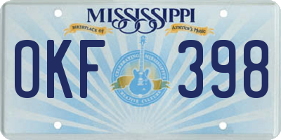 MS license plate OKF398