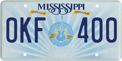 MS license plate OKF400