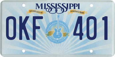 MS license plate OKF401