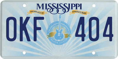MS license plate OKF404