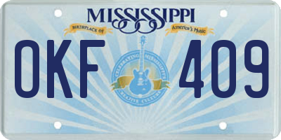 MS license plate OKF409