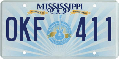 MS license plate OKF411