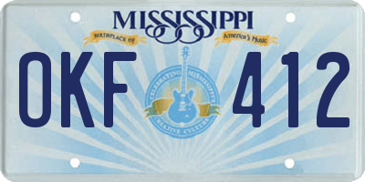 MS license plate OKF412