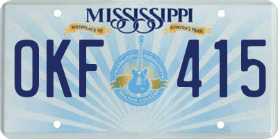 MS license plate OKF415