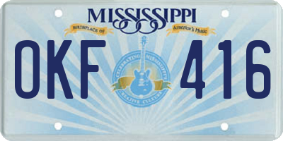 MS license plate OKF416