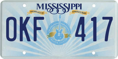 MS license plate OKF417