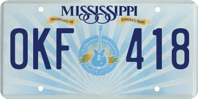 MS license plate OKF418