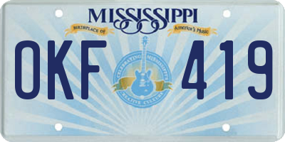 MS license plate OKF419
