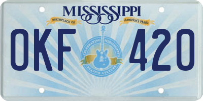 MS license plate OKF420