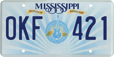 MS license plate OKF421