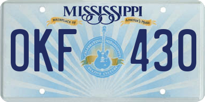 MS license plate OKF430