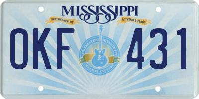 MS license plate OKF431