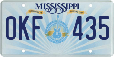 MS license plate OKF435