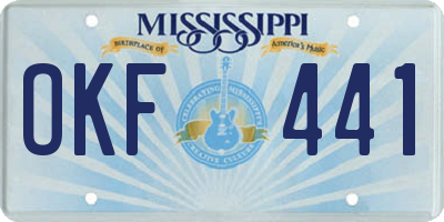 MS license plate OKF441