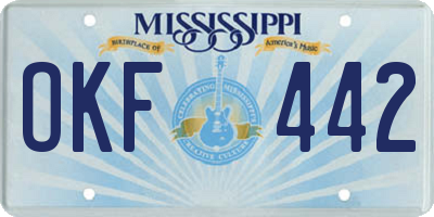 MS license plate OKF442