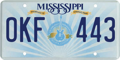 MS license plate OKF443