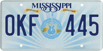 MS license plate OKF445