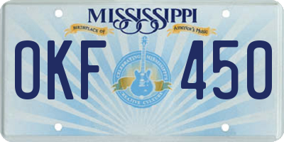 MS license plate OKF450