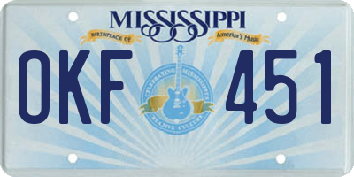 MS license plate OKF451