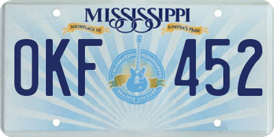 MS license plate OKF452