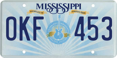 MS license plate OKF453