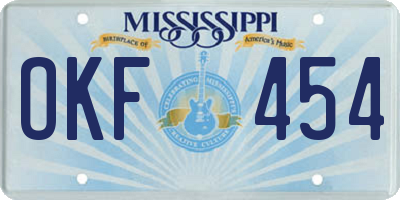 MS license plate OKF454