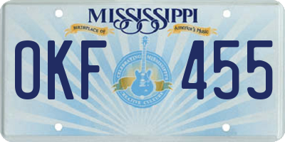 MS license plate OKF455